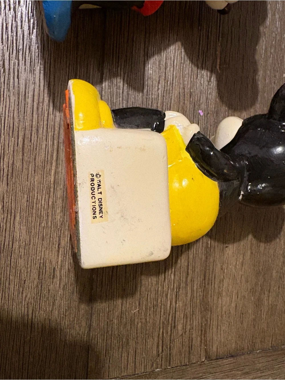 Vintage Style Black and White Mouse Figurine Toy Pair - Yellow & Red Accents